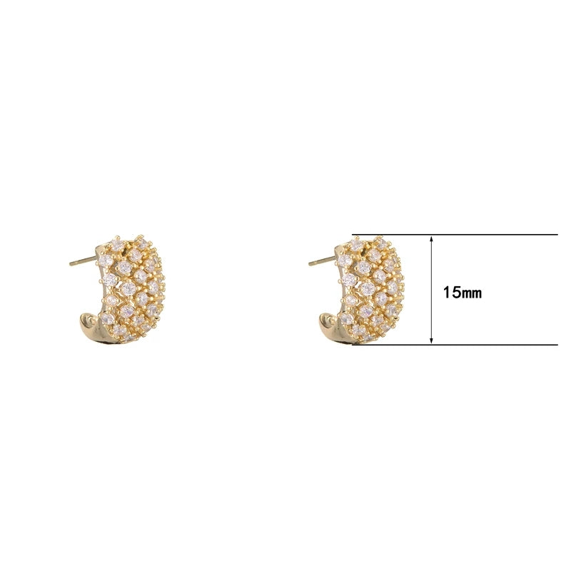 Gold-Plated Crystal-Encrusted Half Hoop Earrings – Zelvyn