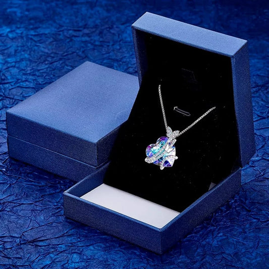 Aurora Heart Crystal Pendant Necklace  – Zelvyn