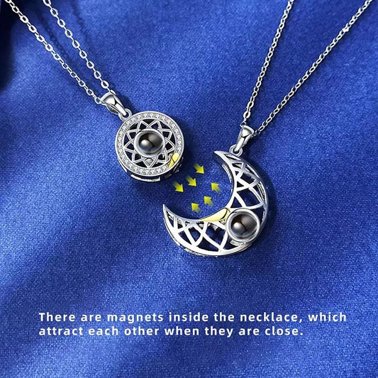 Elegant Moon & Sun Pendant Necklace Set – Gold & Silver Finishes | ZELVYN