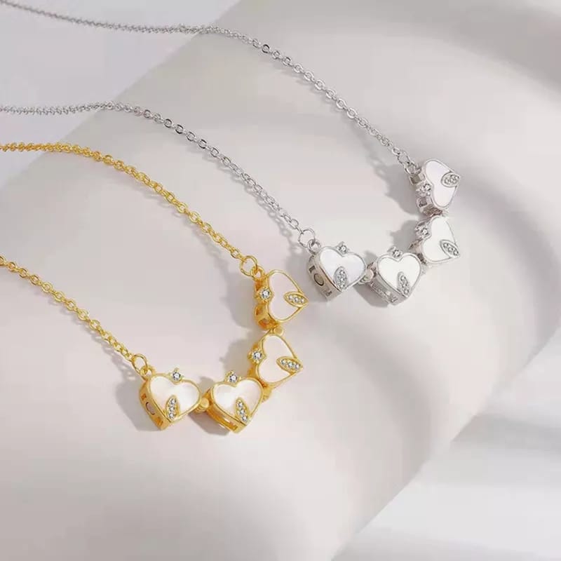 Mother of Pearl Heart Clover Necklace – Gold & Silver, Crystal Accents, Luxury Women’s Jewelry Gift | ZELVYN