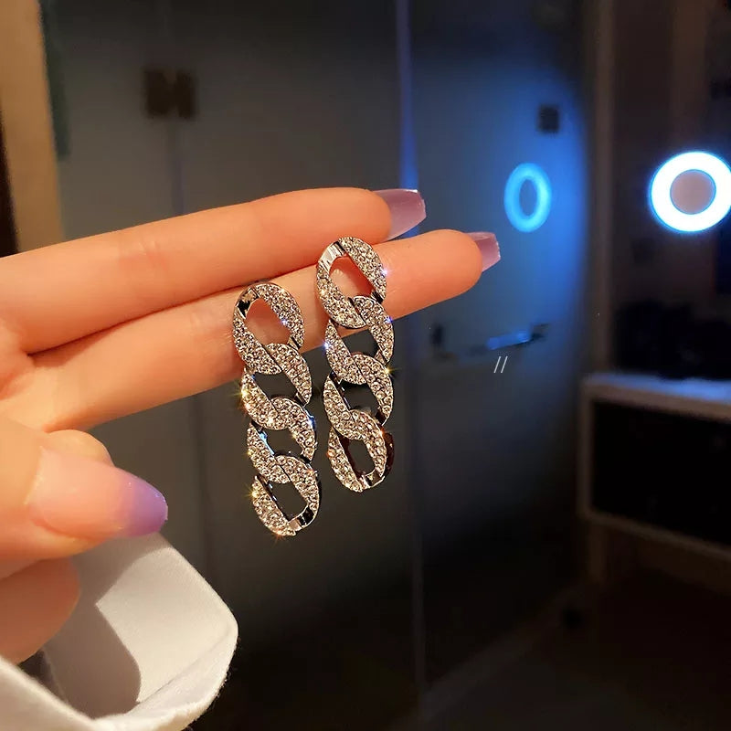 Pave Chain Link Drop Earrings – Zelvyn