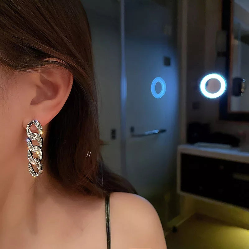 Pave Chain Link Drop Earrings – Zelvyn