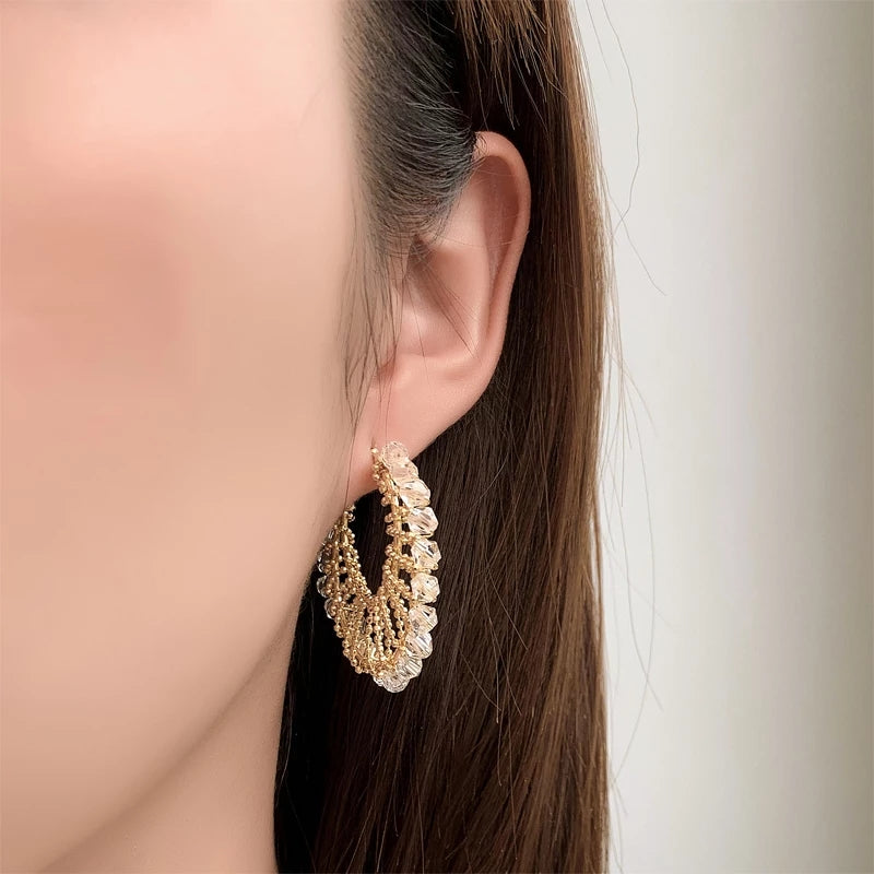 Iridescent Beaded Fan Hoop Earrings – Zelvyn
