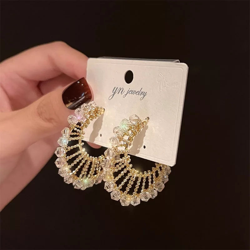 Iridescent Beaded Fan Hoop Earrings – Zelvyn